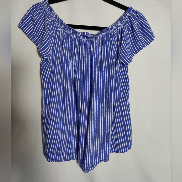 Kenneth Cole Off Shoulder Flowy Blouse, Blue, Size M - Picture 2 of 7